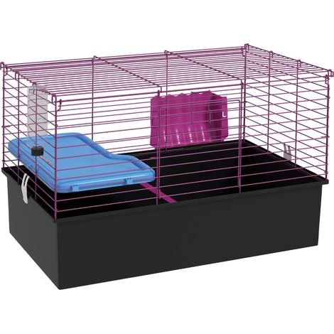 PawHut Small Animal Cage, Rabbit Guinea Pig Hutch, Pet Playhouse Black (1/5)