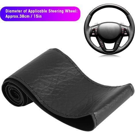Lenkradbezug aus Kunstleder mit Elefantenmuster selber machen – mit Nadel und Faden – Schwarzes Auto-Interieur-Accessoire
