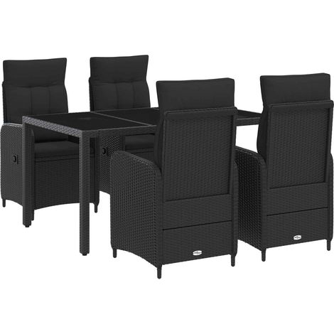 Set da pranzo per esterni 5 pcs Nero 150 x 90 x 75 cm vidaXL