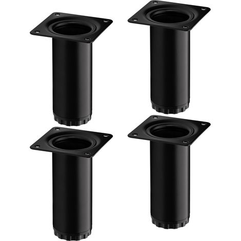 4er Pack - Möbelfuß BRAVO Höhe 100 mm (+ 10 mm) Ø 40 mm schwarz matt höhenverstellbares Schrankbein aus Stahl Schrankfuß belastbar bis 50 kg von SOTECH