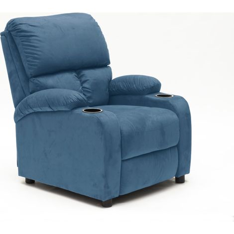 Poltrona relax reclinabile poggiapiedi portaoggetti Laura Light - Azzurro (1/5)