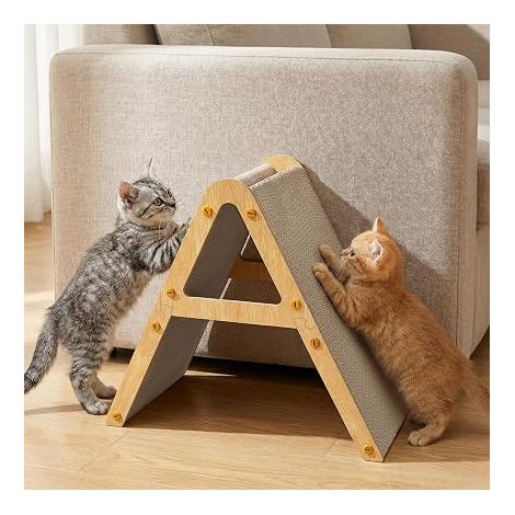 Cat Scratching Post Shape A, Triangular Scraper 2-in-1 (Vertical and Flat), Reversible Corrugated Cardboard Double Sided, Board for Kittens ≤ 5 kg, Safe, Small (1/5)