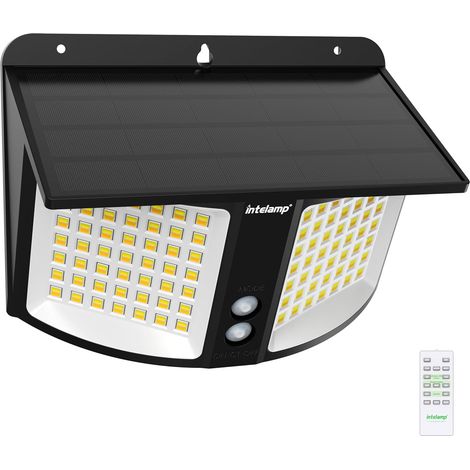 lampe solaire exterieur, 4000 mAh projecteur solaire avec capteur radar, 180° eclairage exterieur solaire, 3 températures de couleur réglables, 3 modes,pour patio, terrass, jardin, garage (1/5)