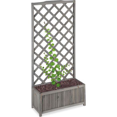 Jardinera gris con enrejado