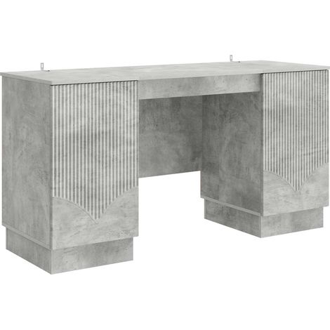 Desk with Door Concrete Grey 142.5 x 50 x 75 cm Engineered Wood vidaXL