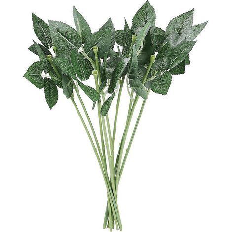 OUNONA 10 tiges florales en fil de fer avec feuilles pour la création de fleurs, le bricolage et la décoration de compositions florales faites main, tiges de roses artificielles (vert) (1/4)