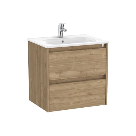 Pack Unik mueble de 2 cajones + lavabo TENET - ROCA Color: Nogal - Medidas: 585x460x565 mm