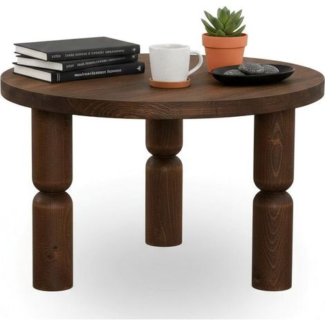 mesa de centro\ da salotto Pallas, Tavolo basso da caffè, Portariviste per divano, Ripiano da soggiorno, 60x60h40 cm, Noce
