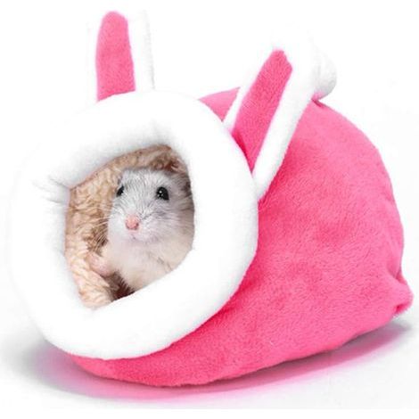 Hamster Petit Nid de Coton Hiver Sommeil Nid Maison Coton Nid De Lapin d'hiver Chaud Nid de Couchage en Coton pour Petit Animal Mini Hérisson, Rose (1/4)