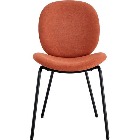 LINE - Lot de 2 chaises pieds en métal noir - Terracotta (1/5)