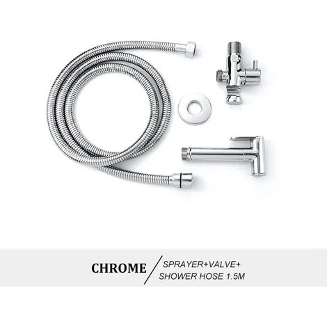 Ensemble de douchette de bidet portable (type A chromé) en laiton doré rose, fixation murale, autonettoyant. (1/4)