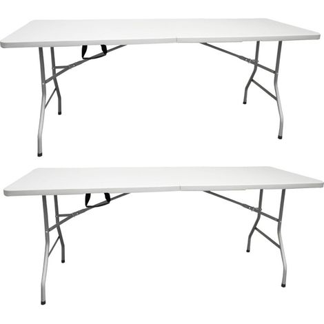 Mesa Plegable Rectangular 180x70x74cm Catering Mesa Resina con Patas de Acero Plegable para Eventos y terrazas