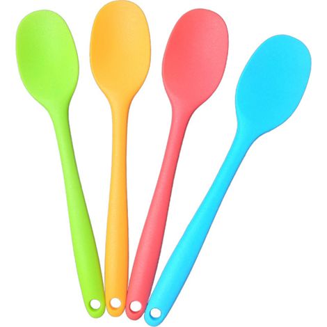 Cuillère En Silicone - 4 Pièces - 27,7 cm - Résistant À La Chaleur Jusqu'à 230 °C - Pour Cuisiner, Mélanger, Badigeonner Et Servir (1/5)