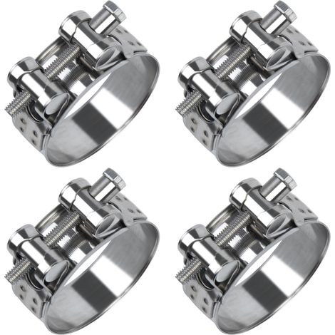 Lot de 4 colliers de serrage à boulon articulé en acier inoxydable - 48-51 mm - Largeur de bande : 22 mm - Pour piscine, machine à laver, tuyau à essence, étang et jardin (1/5)