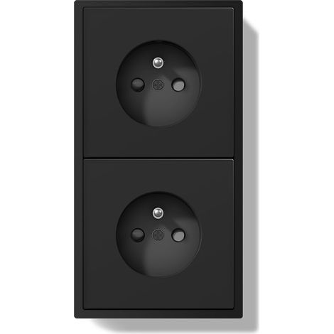 Double Prise Murale,Normes Françaises Prise Electrique Encastrable,Facile à Installer,Panneau PC,2 Gang 150 80mm,Noir (1/5)