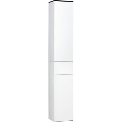 Mobile Bagno 2 Ante 1 Cassetto 30x28x180 cm in Legno Bianco (1/5)