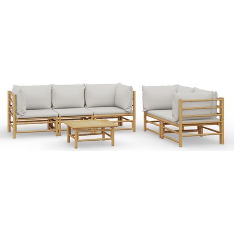 Maison Exclusive - 6-tlg. Garten-Lounge-Set mit Hellgrauen Kissen