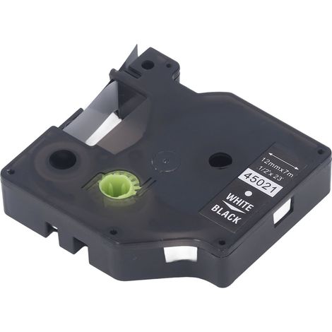 Ruban Étiqueteuse 12mm 7m Imperméable Résistant Huile Encre Durable Bande Étiquette Blanche sur Noir Compatible LM210D LP420 M500TS (1/5)