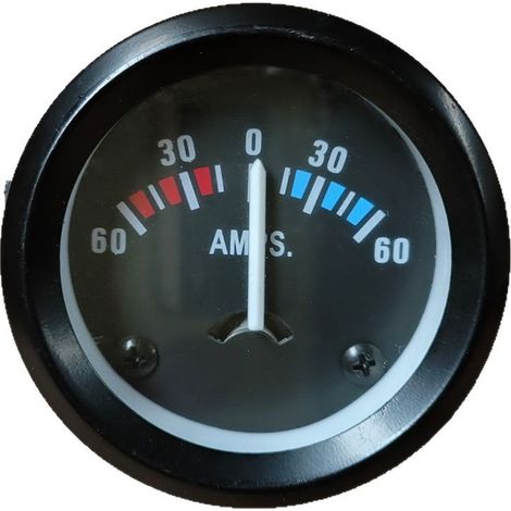 Ampèremètre 52mm compatible avec 12V (aiguille, boîtier blanc) (1/4)