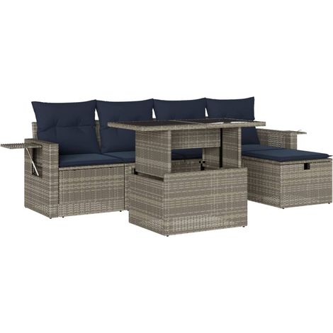Maison Exclusive - Set Divani da Giardino 6 pz con Cuscini Grigio in Polyrattan