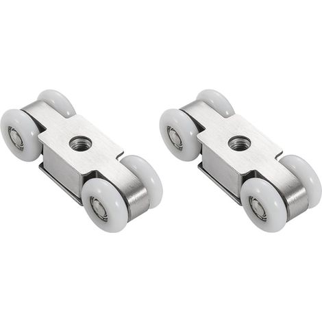 Set aus 2 Edelstahl-4-Rollen für Holz- und Glasschiebetüren, Schiebetürschienen für Küche und Bad