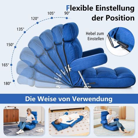 Silla de suelo plegable bond sofa con respaldo regulable 80 x 72 x 75 cm azul (1/5)