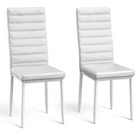 Juego de 2 Sillas de Comedor  Bealife Patas de Metal, Adecuado para Cocina Comedor Sala de Estar Blanco (1/5)