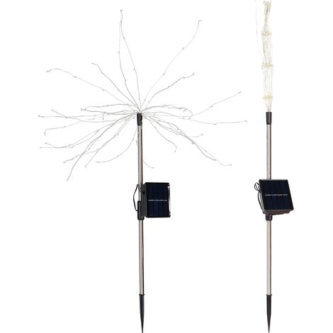 Guirlandes lumineuses solaires de jardin effet feu d'artifice, éclairage décoratif de cour, lampes de pelouse à planter (lot de 2) - Lumières colorées (1/5)