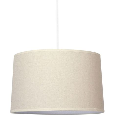 Suspension cylindrique - OSTARIA - 35 cm - Beige - Tissu - Design contemporain