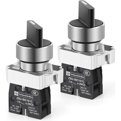 2pièces 1 NO 2Sélecteur Interrupteur à Verrouillage, 2Positions Maintenues Sélecteur Rotatif 600V 10A (1/5)