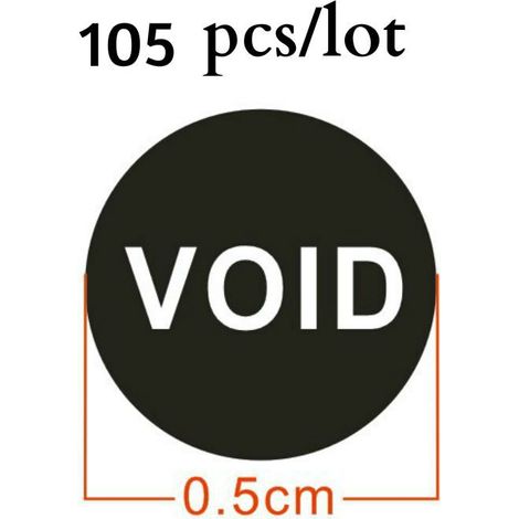 Etichette bollini adesivi neri antimanomissione con sigillo di garanzia e scritta "VOID" - 105 pezzi (1/4)