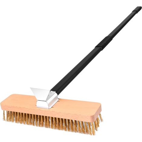 Brosse de four à pizza avec grattoir en acier, longue poignée amovible en aluminium, grattoir à pizza avec brosse en laiton, 27 cm avec long manche 94 cm ou 134 cm (1/5)