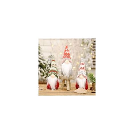 Lot de 3 Lutins de Noël Père Noël GNOME Petites Figurines Nain Scandinave Fabriquées à la Main Pour Décoration Intérieure (1/5)