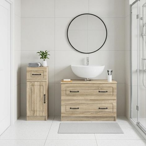 vidaXL 2 Piece Bathroom Cabinet Set UTRECHT Sonoma Oak Engineered Wood (1/5)