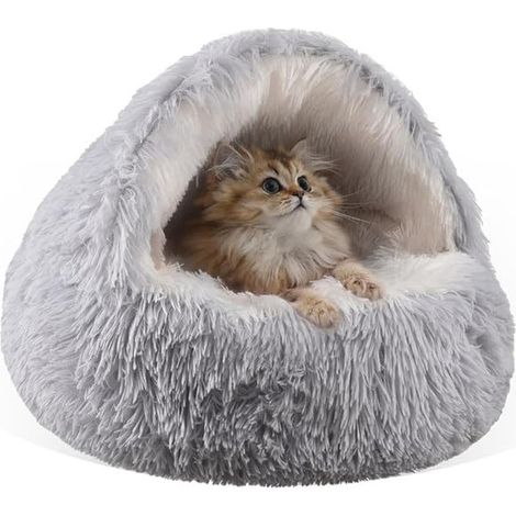 REZEA Lit rond en peluche pour chat (1/5)
