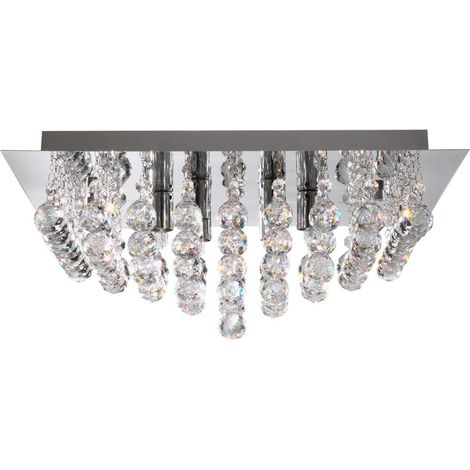 Searchlight Hanna Plafonnier encastré à 4 lumières, chromé et cristal transparent, 4 x G9 (1/2)