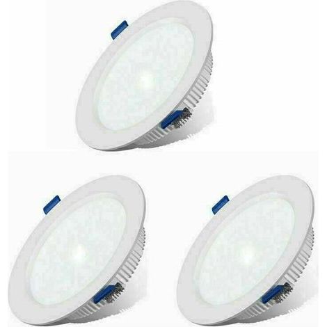 3 Pack LED Spots Encastrables Extra Plat Ultra-mince IP44 12W  Blanc Chaud  Spots de Plafond Lampe Plafonnier pour Salle de Bain Salon Cuisine Couloir [Classe énergétique A+] (1/2)