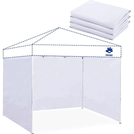 3 Pièce Parois Latérales pour Tonnelle, Tonnelle Pliante Imperméable 3 x 3 m, 99% Protection UV (Seulement 3 Parois Latérales, Tente de Baldaquin Non Incluse dans) (Blanc, 3PCS) (1/5)