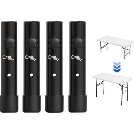 Lot De 4 Rallonges De Pieds De Table Pour Tables Pliantes Pour Pieds Pliés Et Droits, Rehausseurs De Pieds De Table Pliables Réglables, Pour Une Hauteur De (19,8 Cm) (1/5)