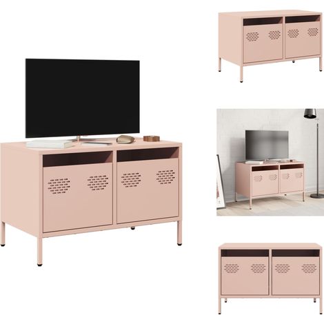 Meuble TV rose 68x39x43,5 cm acier laminé à froid - Meuble TV - Meubles TV - Support TV - Banc TV (1/5)