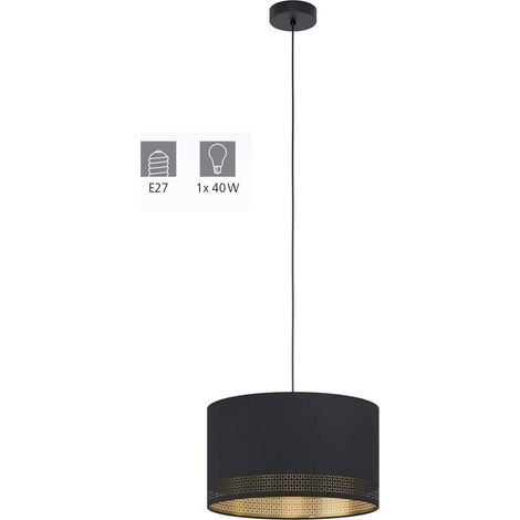 Lampadario a sospensione Ø 38 cm Eglo colore Nero e Oro con filo 1xE27/40W/220-240V - nero (1/5)
