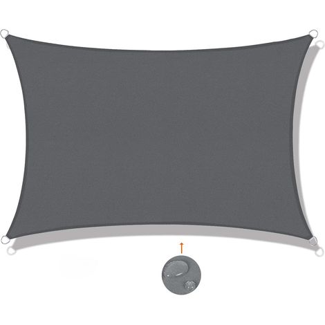 Voile d'ombrage Rectangulaire 2x4m Imperméable Toile Ombrage UV Protection pour Patio Jardin, Terrasse,Extérieur, Balcon,Gris Anthracite (1/5)
