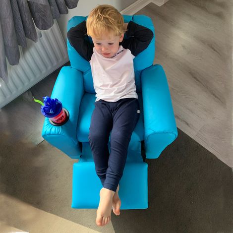Kindersessel mit neigbarer Rücklehne 62 x 52 x 69cm Massivholzrahmen Blau