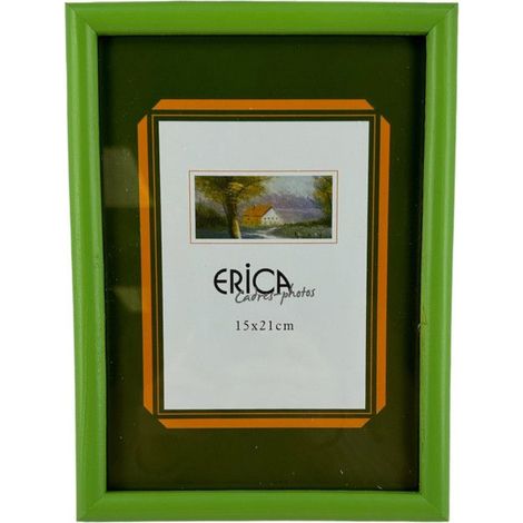 Cadre photo - Pour photo 15x21cm - Bois - Vert - A suspendre ou à poser