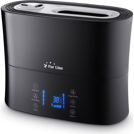 Purline – Humidificateur d'air à ultrasons 360 ml/h – Vapeur chaude ou tiède – Réservoir 4L – Silencieux pour 35 m² – Écran LCD et télécommande