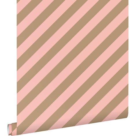 papier peint à rayures rose et marron beige - ESTAhome (1/5)