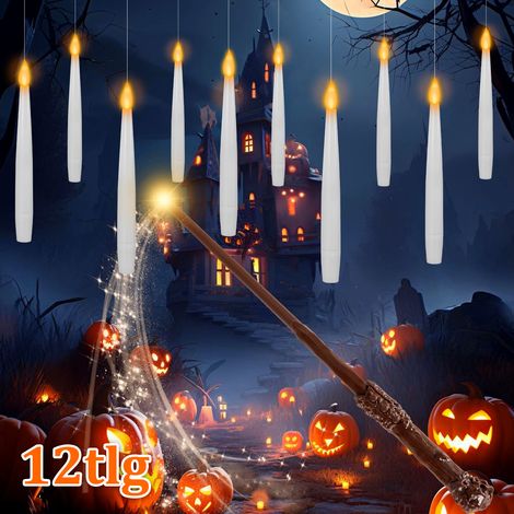 Randaco Schwimmende Kerze, flammenlose LED-Schwimmkerzen mit ferngesteuertem Zauberstab, batteriebetriebene flackernde Kerzen für Hochzeiten, Halloween und Geburtstagsfeiern (12 Stück) (1/5)