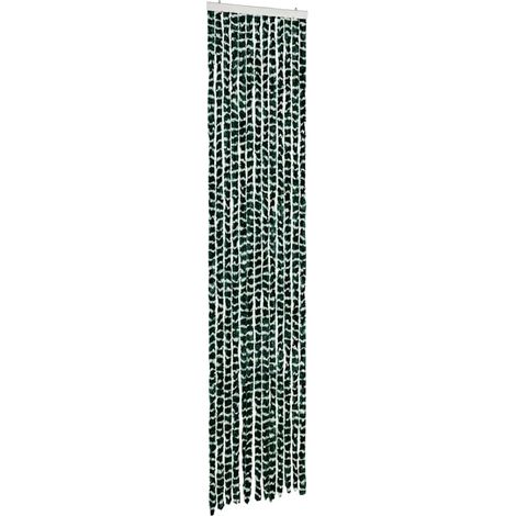 Rideau anti-mouches vert et blanc 56x200 cm chenille CFW65170 (1/5)