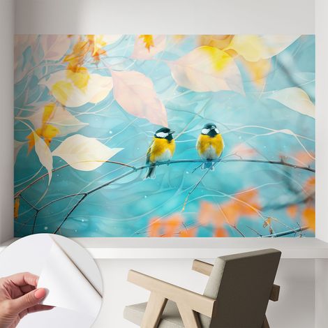 Fotomurale adesivo stickers - per camera da letto - per corridoio - decorazione casa moderna Uccelli primaverili 104x70 cm (1/5)