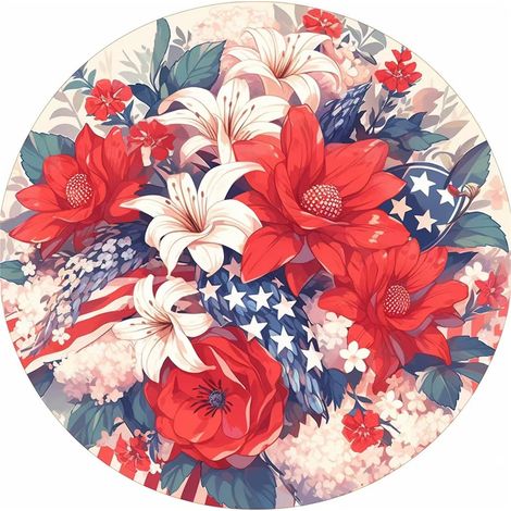 Panneau Décoratif Porte - Bois - Motif Patriote États-Unis - God America - 12 x 12 Pouces - Pour Porche Extérieur ou Décoration Intérieure - 1 Pièce (1/5)